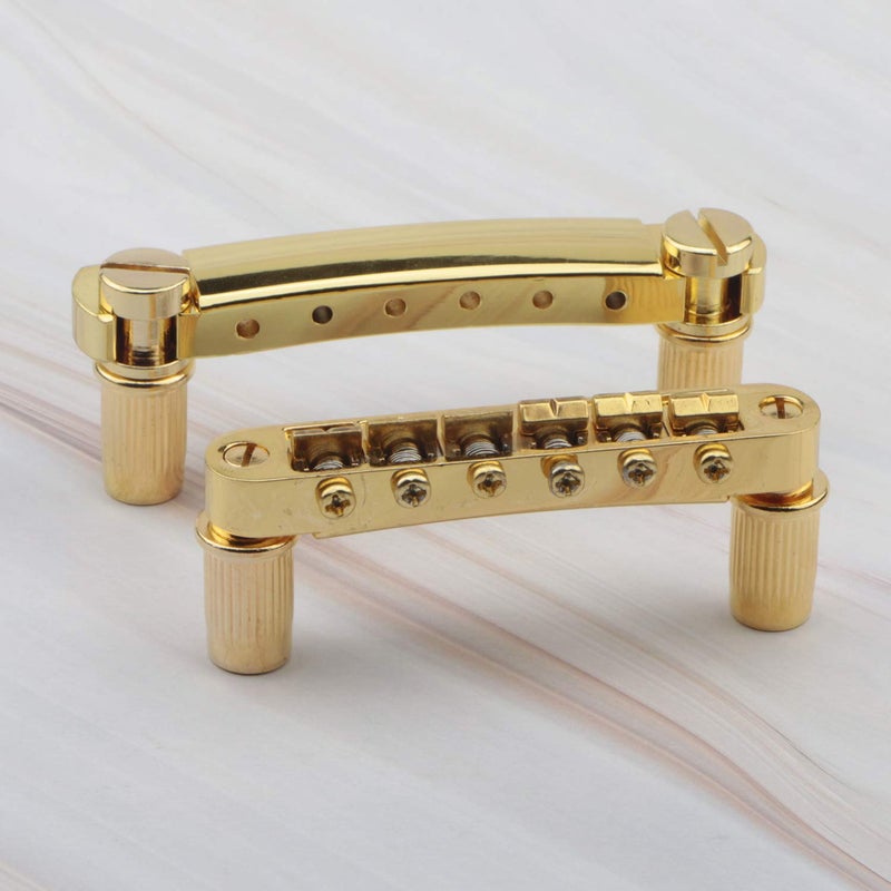 Swhmc Gold Electric Guitar Tune-O-Matic Roller Saddle Bridge & Tailpiece with Studs Set for Les Paul LP SG Style Electric Guitar Replacement Parts - Image 4